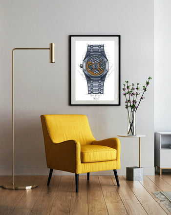 Tribute To The Royal Oak & AP Calibre 4302 Watch Drawing — Horological Art Print by Artist Ben Li
