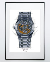 Load image into Gallery viewer, Tribute To The Royal Oak & AP Calibre 4302 Watch Drawing — Horological Art Print by Artist Ben Li