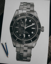Load image into Gallery viewer, "Black Bay Then & Now" Watch Drawing — Horological Art Print by Artist Tamás Fehér