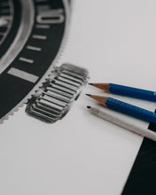 Load image into Gallery viewer, "Black Bay Then & Now" Watch Drawing — Horological Art Print by Artist Tamás Fehér