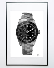 Load image into Gallery viewer, "Black Bay Then & Now" Watch Drawing — Horological Art Print by Artist Tamás Fehér