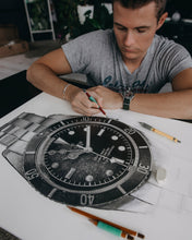 Load image into Gallery viewer, "Black Bay Then & Now" Watch Drawing — Horological Art Print by Artist Tamás Fehér