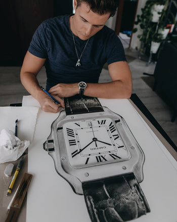 "Tribute to Santos 2020" Watch Drawing — Horological Art Print by Artist Tamás Fehér