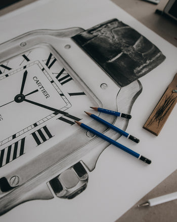 "Tribute to Santos 2020" Watch Drawing — Horological Art Print by Artist Tamás Fehér