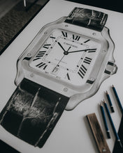 Load image into Gallery viewer, "Tribute to Santos 2020" Watch Drawing — Horological Art Print by Artist Tamás Fehér