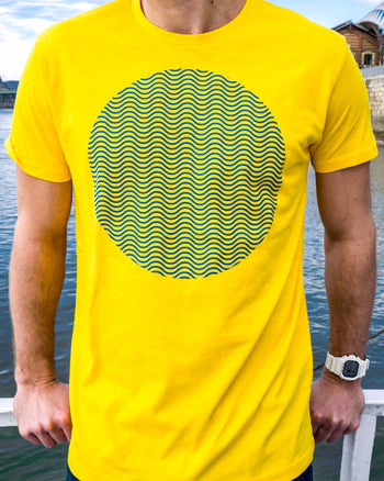 "Tribute To The Wave Dial" Print T-Shirt In Yellow — Horological Apparel