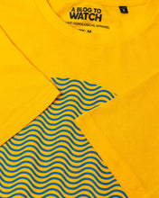 Load image into Gallery viewer, "Tribute To The Wave Dial" Print T-Shirt In Yellow — Horological Apparel