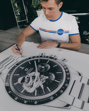 Load image into Gallery viewer, "Tribute To Ed White's Speedmaster" Watch Drawing — Horological Art Print by Artist Tamás Fehér