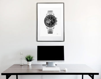 "Tribute To Ed White's Speedmaster" Watch Drawing — Horological Art Print by Artist Tamás Fehér