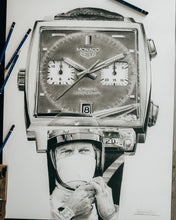 Load image into Gallery viewer, "Le Mans Chronograph" Watch Drawing — Horological Art Print by Artist Tamás Fehér