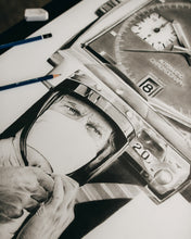 Load image into Gallery viewer, "Le Mans Chronograph" Watch Drawing — Horological Art Print by Artist Tamás Fehér