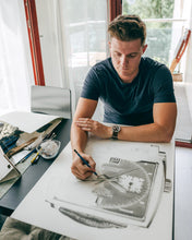 Load image into Gallery viewer, "Le Mans Chronograph" Watch Drawing — Horological Art Print by Artist Tamás Fehér