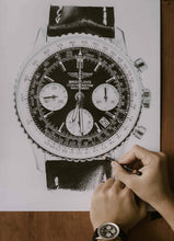 Load image into Gallery viewer, "Navitimer" Watch Drawing — Horological Art Print by Artist Tamás Fehér