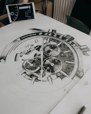 "Moonwatch Apollo 8" Watch Drawing — Horological Art Print by Artist Tamás Fehér