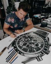 Load image into Gallery viewer, "Moonwatch Apollo 8" Watch Drawing — Horological Art Print by Artist Tamás Fehér