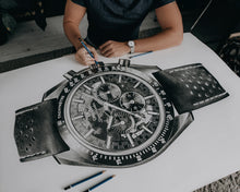 Load image into Gallery viewer, "Moonwatch Apollo 8" Watch Drawing — Horological Art Print by Artist Tamás Fehér