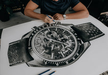 Load image into Gallery viewer, "Moonwatch Apollo 8" Watch Drawing — Horological Art Print by Artist Tamás Fehér