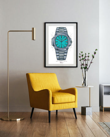 Patek Philippe Nautilus Tiffany & Co. Watch Tribute — Horological Art Print by Artist Ben Li