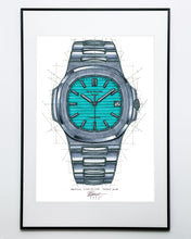 Load image into Gallery viewer, Patek Philippe Nautilus Tiffany & Co. Watch Tribute — Horological Art Print by Artist Ben Li