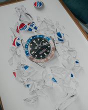 Load image into Gallery viewer, Tribute To The Pepsi GMT Watch Drawing — Horological Art Print by Artist Tamás Fehér