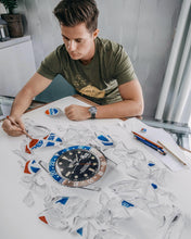 Load image into Gallery viewer, Tribute To The Pepsi GMT Watch Drawing — Horological Art Print by Artist Tamás Fehér