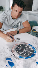 Load image into Gallery viewer, Tribute To The Pepsi GMT Watch Drawing — Horological Art Print by Artist Tamás Fehér