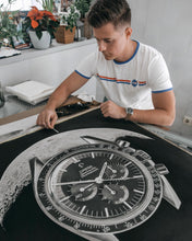 Load image into Gallery viewer, Tribute To The Moonwatch Watch Drawing — Horological Art Print by Artist Tamás Fehér