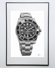 Load image into Gallery viewer, "Submariner Ref. 114060" Waves Watch Drawing — Horological Art Print by Artist Tamás Fehér