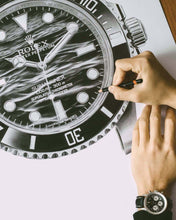Load image into Gallery viewer, "Submariner Ref. 114060" Waves Watch Drawing — Horological Art Print by Artist Tamás Fehér
