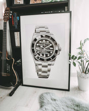 Load image into Gallery viewer, "Submariner Ref. 114060" Waves Watch Drawing — Horological Art Print by Artist Tamás Fehér
