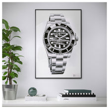 Load image into Gallery viewer, "Submariner Ref. 114060" Waves Watch Drawing — Horological Art Print by Artist Tamás Fehér