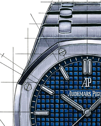 Tribute To The Royal Oak 15500 Watch Drawing — Horological Art Print by Artist Ben Li