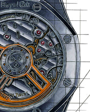 Load image into Gallery viewer, Tribute To The Royal Oak & AP Calibre 4302 Watch Drawing — Horological Art Print by Artist Ben Li