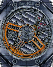 Load image into Gallery viewer, Tribute To The Royal Oak & AP Calibre 4302 Watch Drawing — Horological Art Print by Artist Ben Li