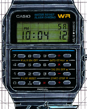 Casio CA-53W Watch Drawing & Tribute To Back To The Future — Horological Art Print by Artist Ben Li
