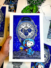 Load image into Gallery viewer, Omega Moonwatch Snoopy Award 50th Anniversary Watch Drawing — Horological Art Print by Artist Ben Li