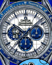 Load image into Gallery viewer, Omega Moonwatch Snoopy Award 50th Anniversary Watch Drawing — Horological Art Print by Artist Ben Li