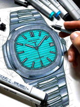 Load image into Gallery viewer, Patek Philippe Nautilus Tiffany & Co. Watch Tribute — Horological Art Print by Artist Ben Li