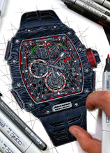 Load image into Gallery viewer, Richard Mille RM 50-03 Chronograph Watch Tribute — Horological Art Print by Artist Ben Li