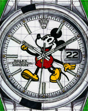 Load image into Gallery viewer, Rolex Datejust Watch Drawing & Tribute To Mickey — Horological Art Print by Artist Ben Li