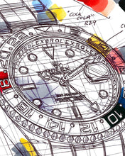 Load image into Gallery viewer, Rolex GMT-Master II Watch Drawing "Deconstructed" — Horological Art Print by Artist Ben Li