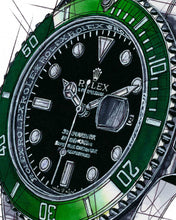 Load image into Gallery viewer, Rolex Submariner Date Green 126610LV Tribute — Horological Art Print by Artist Ben Li
