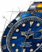 Load image into Gallery viewer, Rolex Submariner Date Two-Tone 126613LB Tribute — Horological Art Print by Artist Ben Li