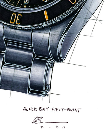 Tudor Black Bay BB58 Watch Tribute — Horological Art Print by Artist Ben Li
