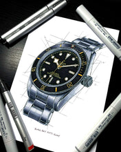 Load image into Gallery viewer, Tudor Black Bay BB58 Watch Tribute — Horological Art Print by Artist Ben Li