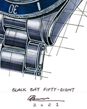 Load image into Gallery viewer, Tudor Black Bay BB58 Navy Blue Watch Tribute — Horological Art Print by Artist Ben Li