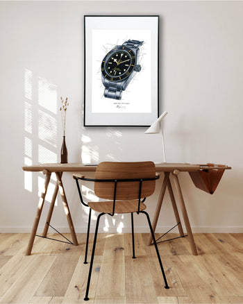 Tudor Black Bay BB58 Watch Tribute — Horological Art Print by Artist Ben Li