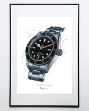 Load image into Gallery viewer, Tudor Black Bay BB58 Watch Tribute — Horological Art Print by Artist Ben Li