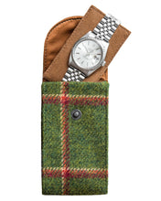 Load image into Gallery viewer, Watch Carry Pouch In &quot;Window Pane&quot; Sherry Tweed by Holland &amp; Sherry