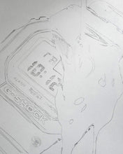 Load image into Gallery viewer, "Tribute To The DW5600 G-Shock" Watch Drawing — Horological Art Print by Artist Tamás Fehér